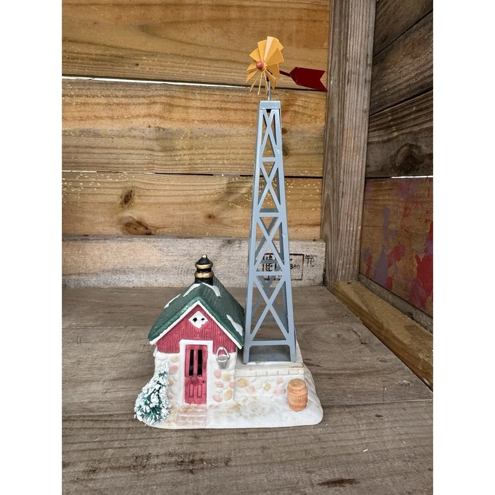 Christmas Valley 1993 Farm Windmill & Pump House Lighted Christmas Village *READ